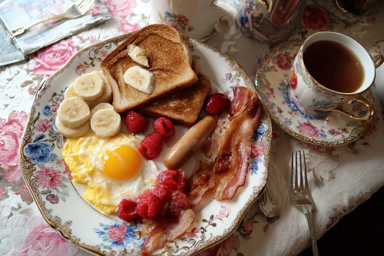 Delicious Mother's Day brunch featuring floral decorations and tasty dishes.