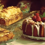 Colorful Mother's Day desserts featuring cakes, cookies, and candies.