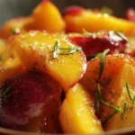 Fresh peach salad with greens and dressing, a summer favorite