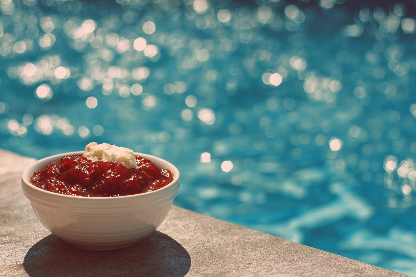 Refreshing poolside dip to enjoy on a hot summer day