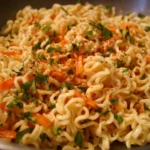 Delicious ramen noodle salad with fresh vegetables and a flavorful dressing