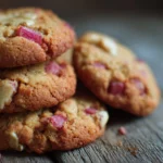 Delicious homemade rhubarb cookies on a cooling rack