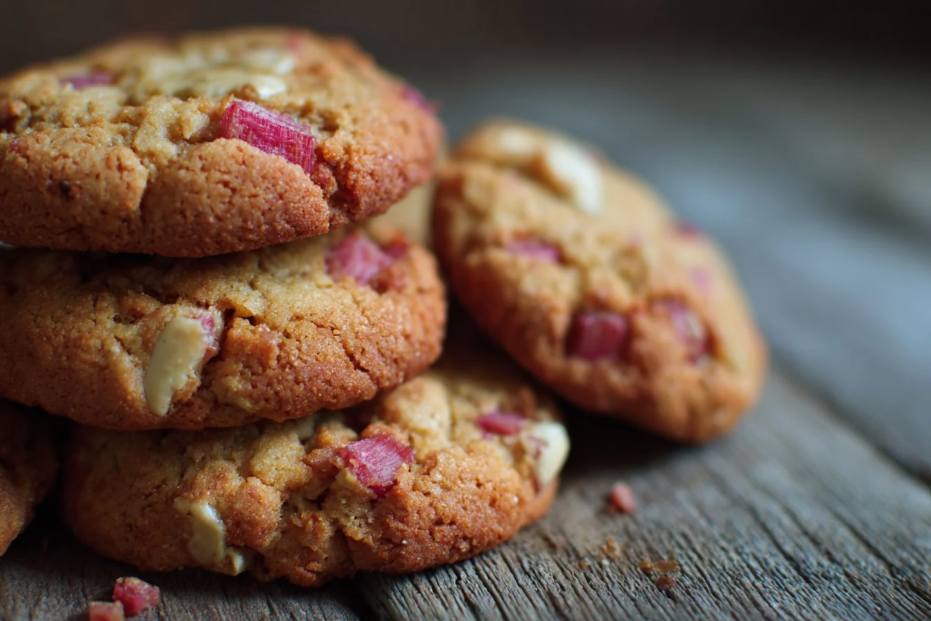Delicious homemade rhubarb cookies on a cooling rack