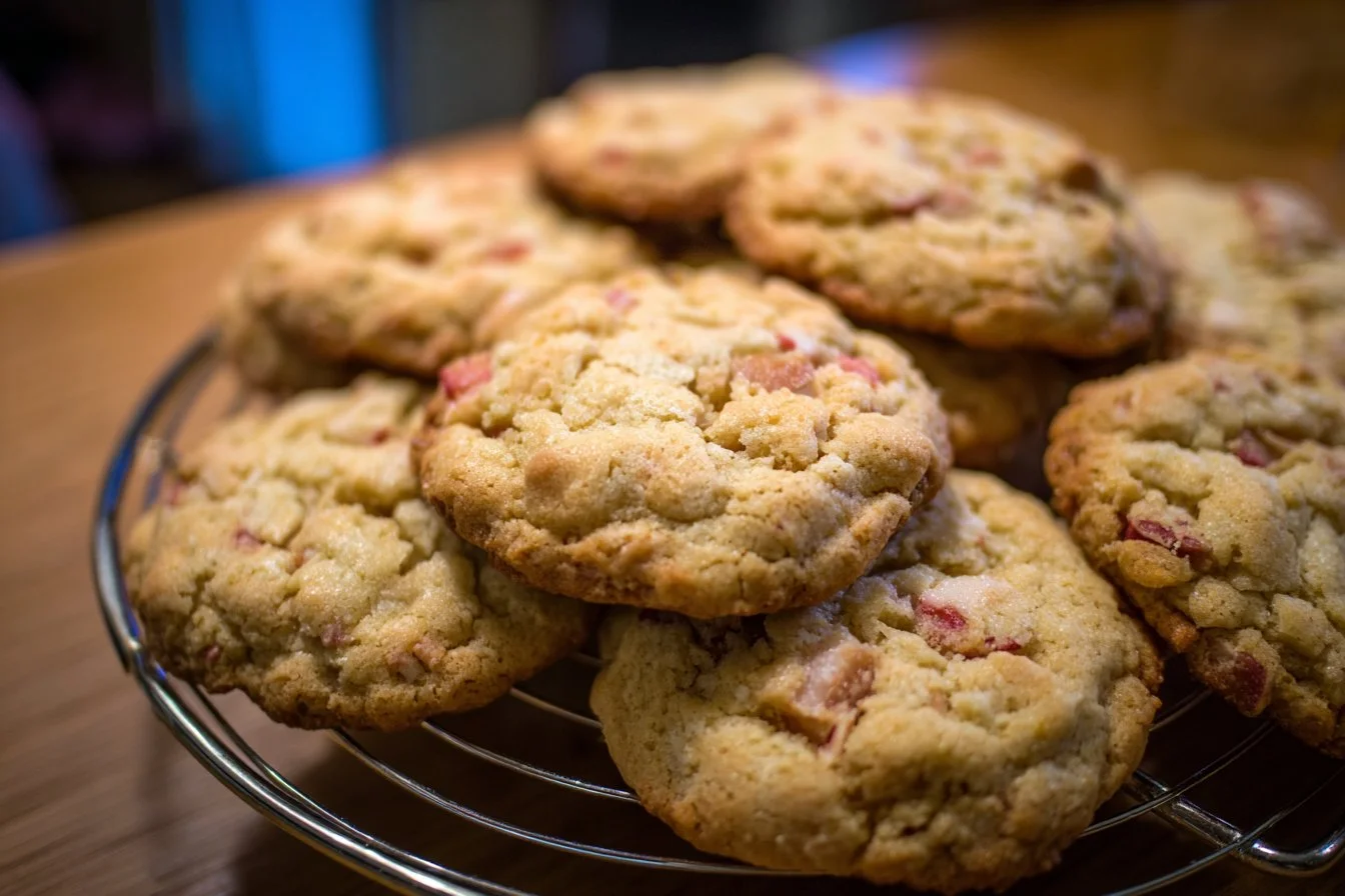 Delicious homemade rhubarb cookies on a plate