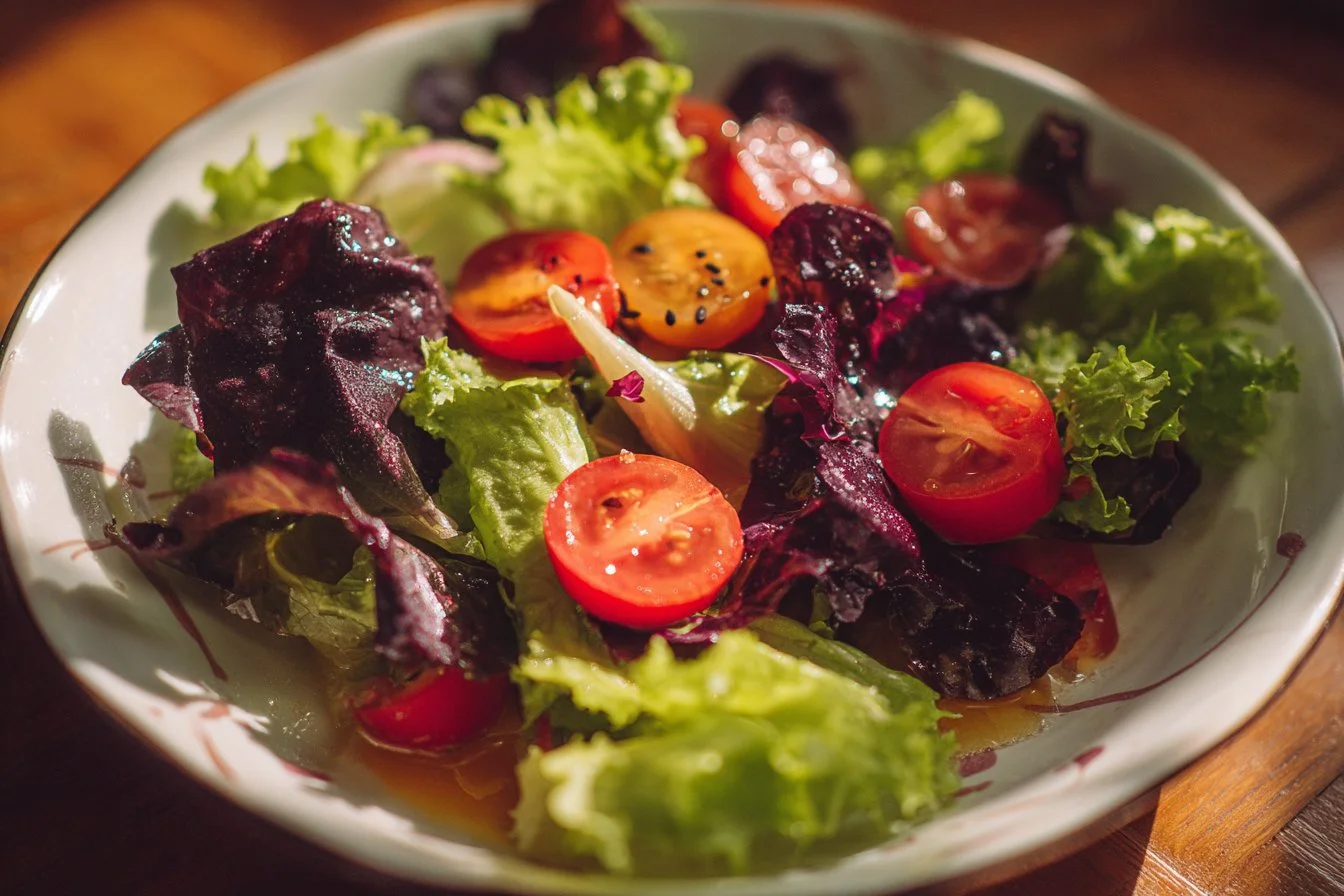 Colorful salad aesthetic featuring fresh vegetables and vibrant plating.