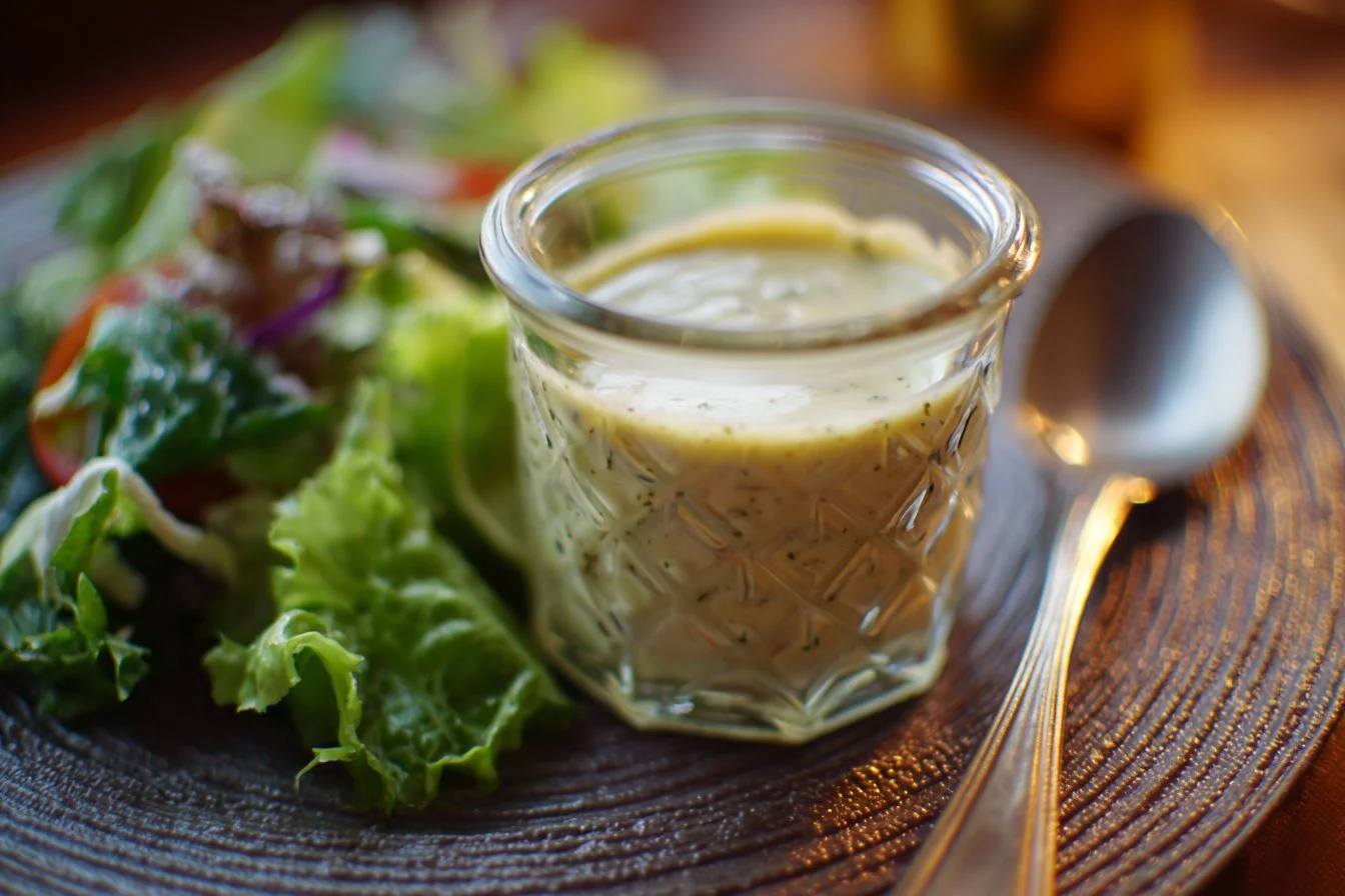 Assorted homemade salad dressings in glass jars with fresh ingredients.