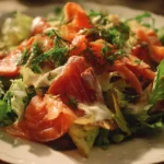 Vibrant salmon salad with fresh vegetables and a tangy dressing