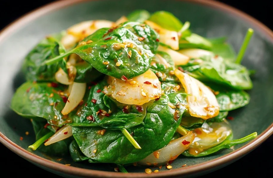 Fresh and vibrant spinach salad with colorful vegetables