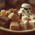 Star Wars themed snacks including cookies and cupcakes for a galaxy party