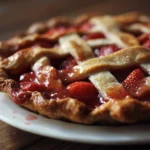 Delicious homemade Strawberry Rhubarb Pie fresh from the oven