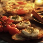 Colorful summer dinner spread featuring fresh vegetables and grilled meats