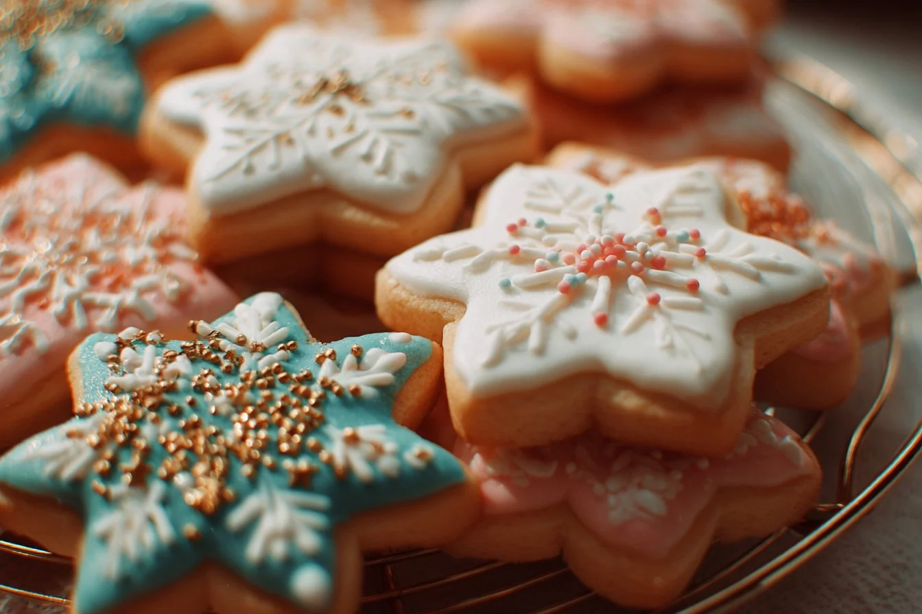 Plate of colorful summer sugar cookies decorated with icing
