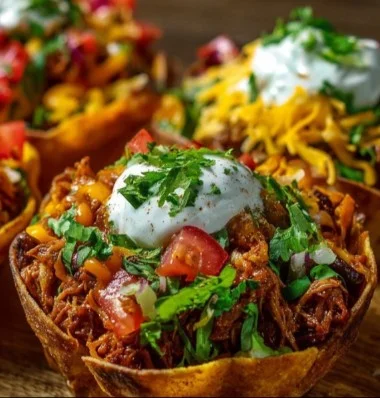 Colorful and delicious Taco Bowls with fresh ingredients and toppings