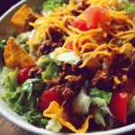 Colorful and fresh Taco Salad served in a bowl with toppings