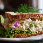 Delicious homemade tuna salad served in a bowl with vegetables