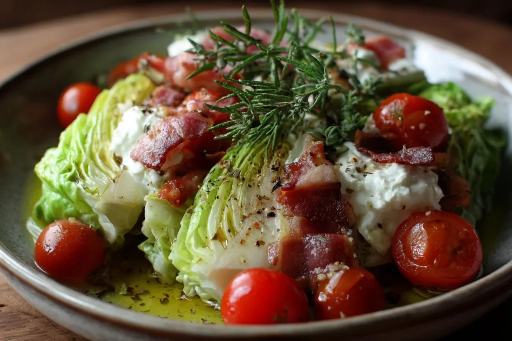 Delicious Wedge Salad with crisp lettuce and creamy dressing