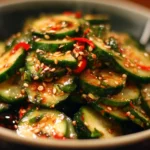 Fresh Asian cucumber salad with sesame dressing and herbs