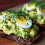 Delicious avocado egg salad with fresh ingredients