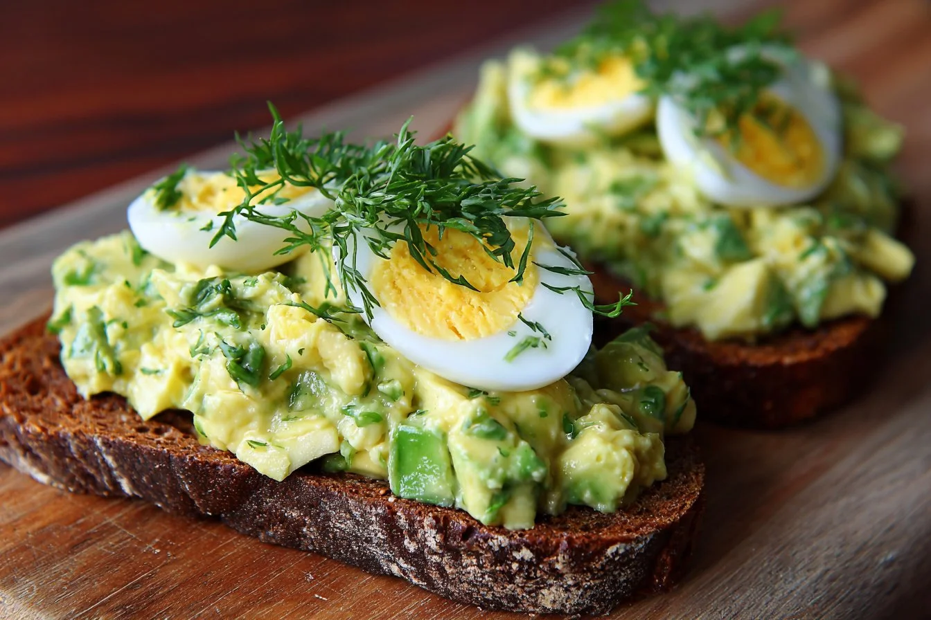 Delicious avocado egg salad with fresh ingredients