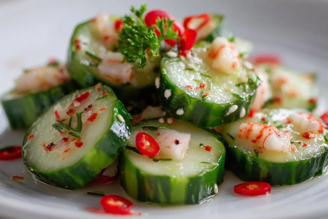 California Roll Cucumber Salad with fresh ingredients and sushi flavors