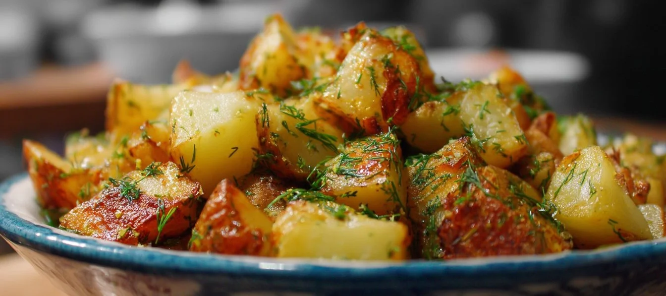 Crispy potato salad with fresh herbs and crunchy vegetables