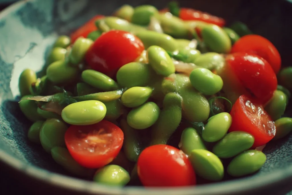Fresh Edamame Salad with vibrant vegetables and a light dressing
