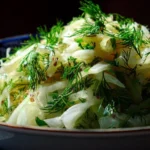 Delicious fennel salad with fresh herbs and vegetables