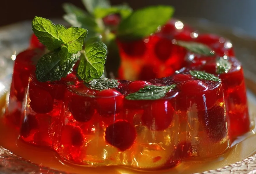 Colorful and refreshing Jello Salad in a serving bowl