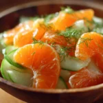 Fresh and colorful Mandarin Orange Salad with greens and dressing
