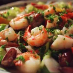 Fresh and colorful Seafood Salad with shrimp, crab, and mixed greens