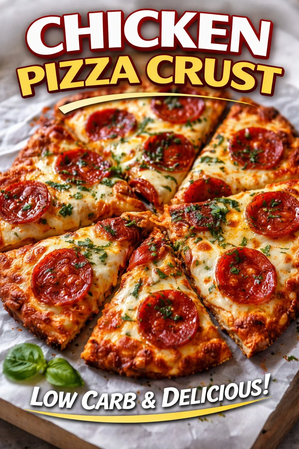 Delicious chicken pizza crust topped with fresh ingredients