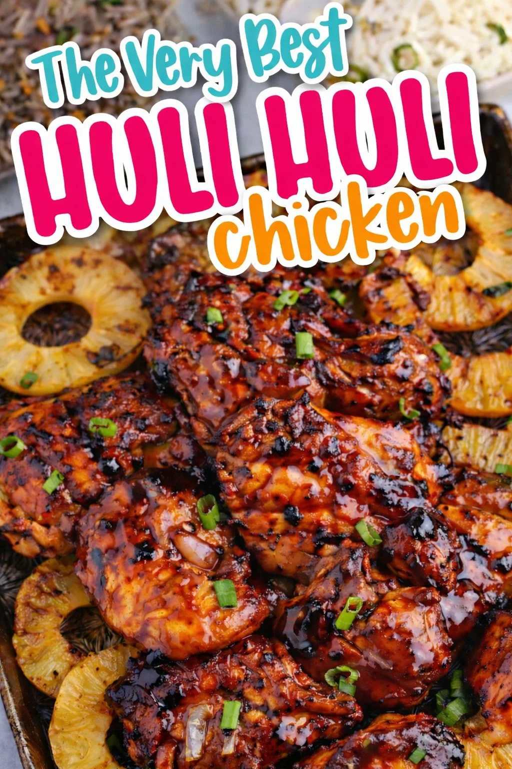 Grilled Huli Huli Chicken with a sweet and tangy marinade served on a plate.