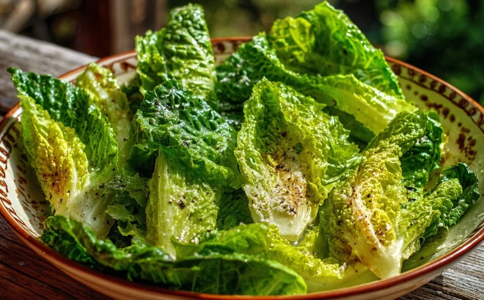 Fresh Romaine Salad with vibrant vegetables and dressing