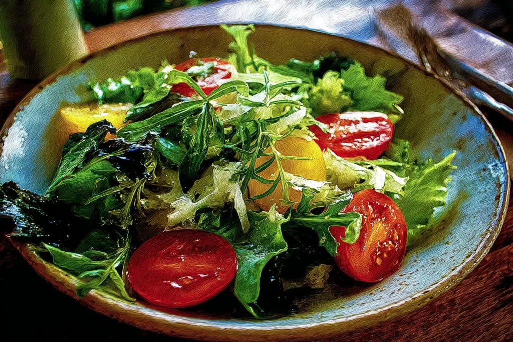 Colorful salad drawing featuring fresh vegetables and ingredients