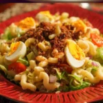 Delicious Big Mac Salad with lettuce, tomatoes, cheese, and special sauce.
