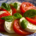 Fresh Caprese Salad with tomatoes, mozzarella, basil, and balsamic drizzle