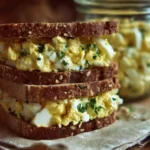 Delicious egg salad served on a plate with fresh greens and herbs.